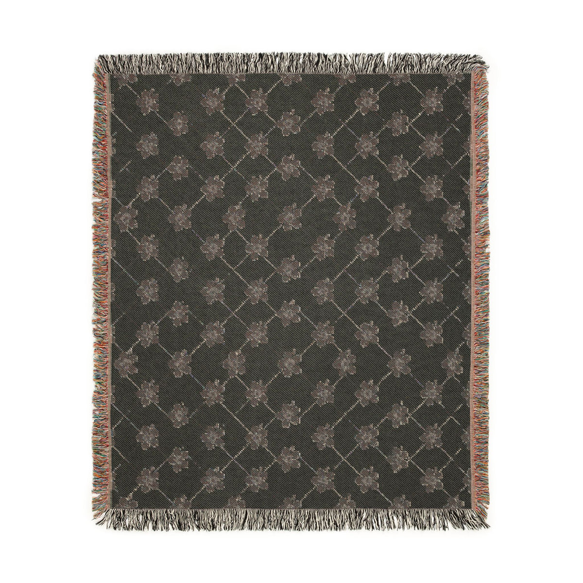 Floral Woven Blanket — Black & White (Light) 🤍 Throw