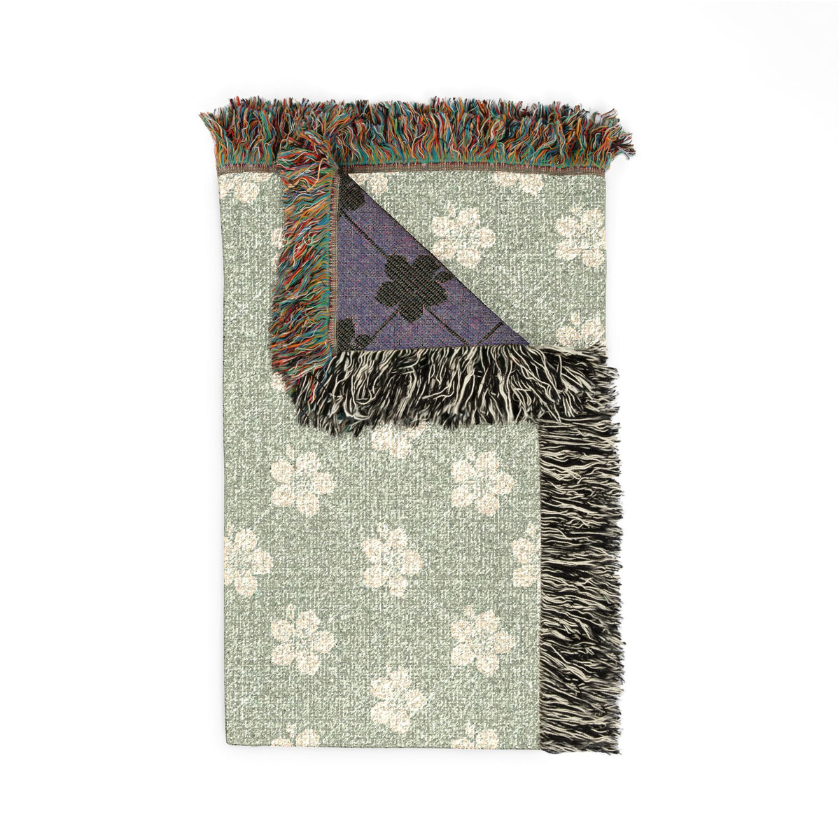 Floral Woven Blanket — Sage Green 🌿 Throw