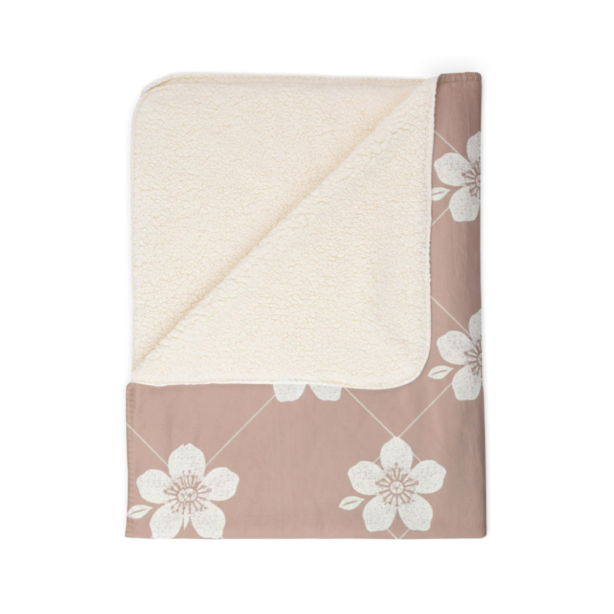 Dusty Blush Pink 🌸 Floral Fleece Sherpa Blanket Throw