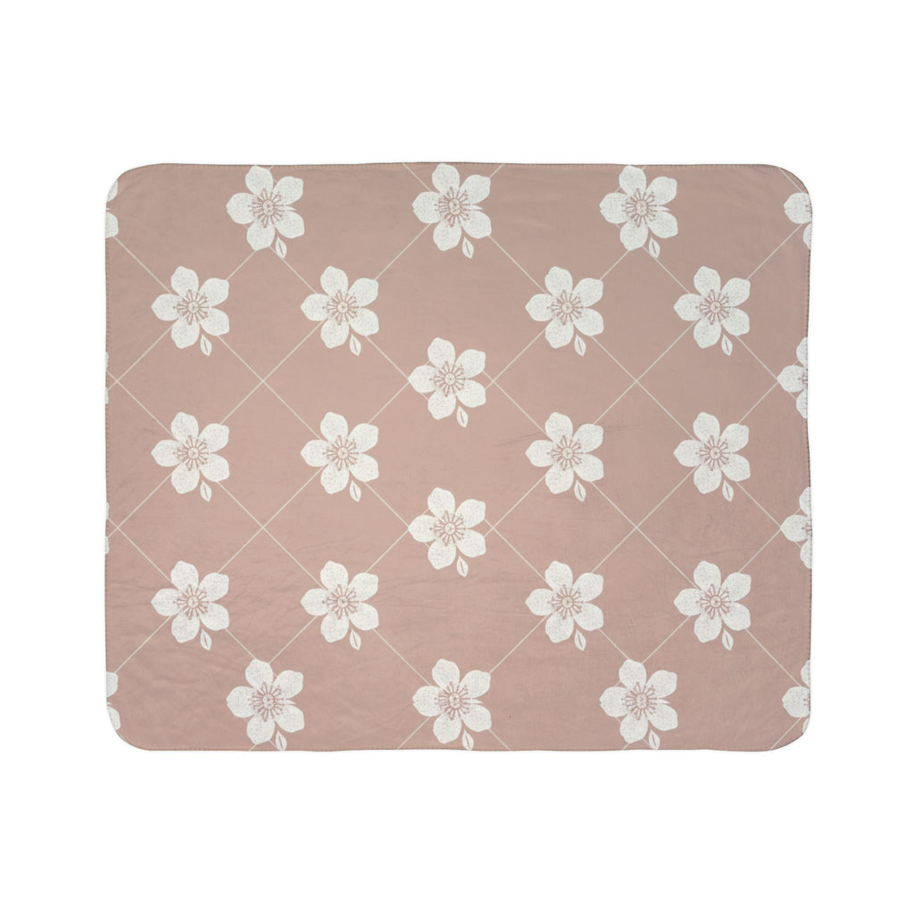Dusty Blush Pink 🌸 Floral Fleece Sherpa Blanket Throw