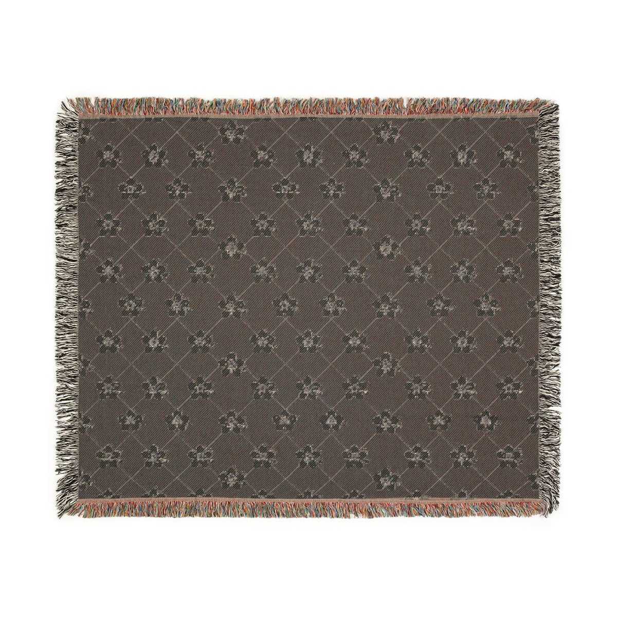 Floral Woven Blanket — Black & White (Dark) 🖤 Throw