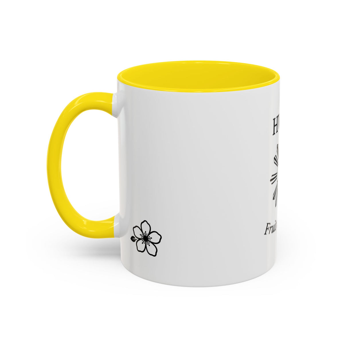 Hiraya Wear “Fruit of Dreams” Accent Coffee Mug — Black Handle & Rim