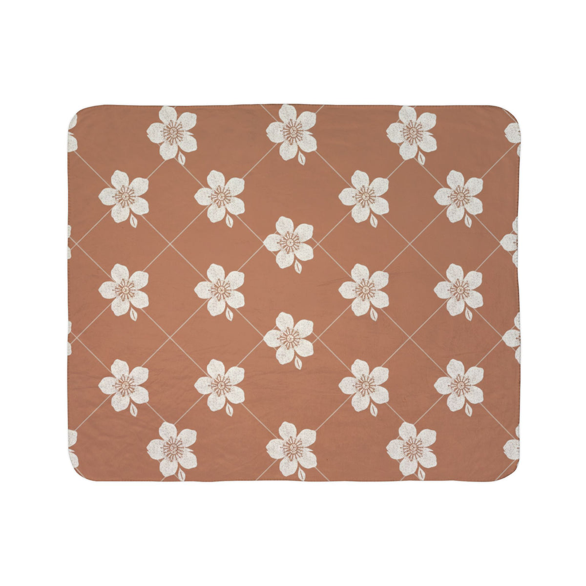 Terracotta Clay 🏺 Floral Fleece Sherpa Blanket Throw