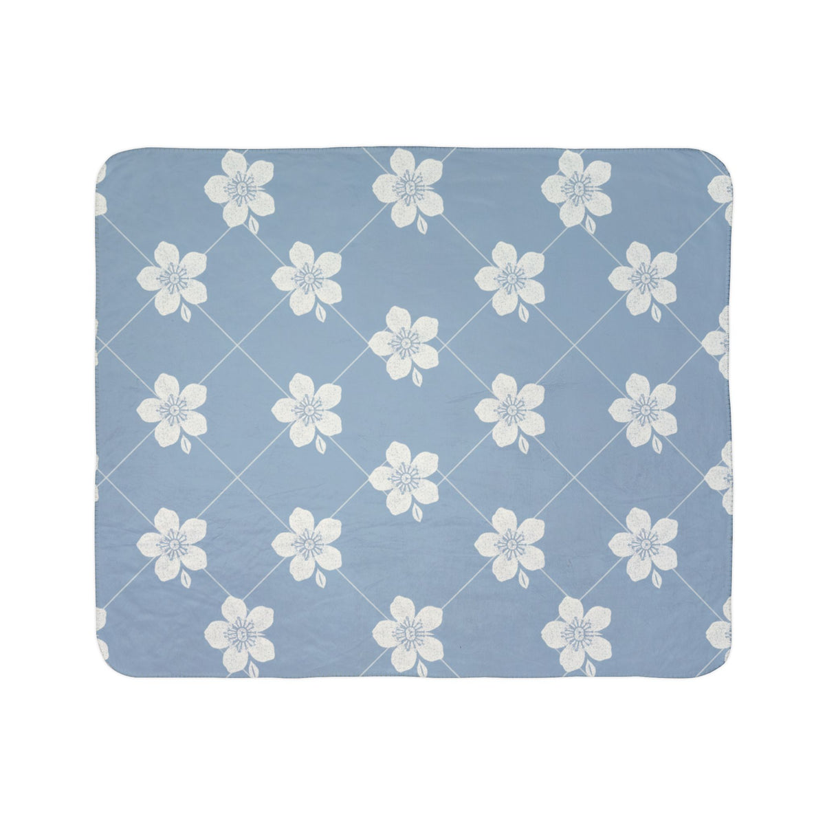 Powder Blue☁️ Floral Fleece Sherpa Blanket Throw