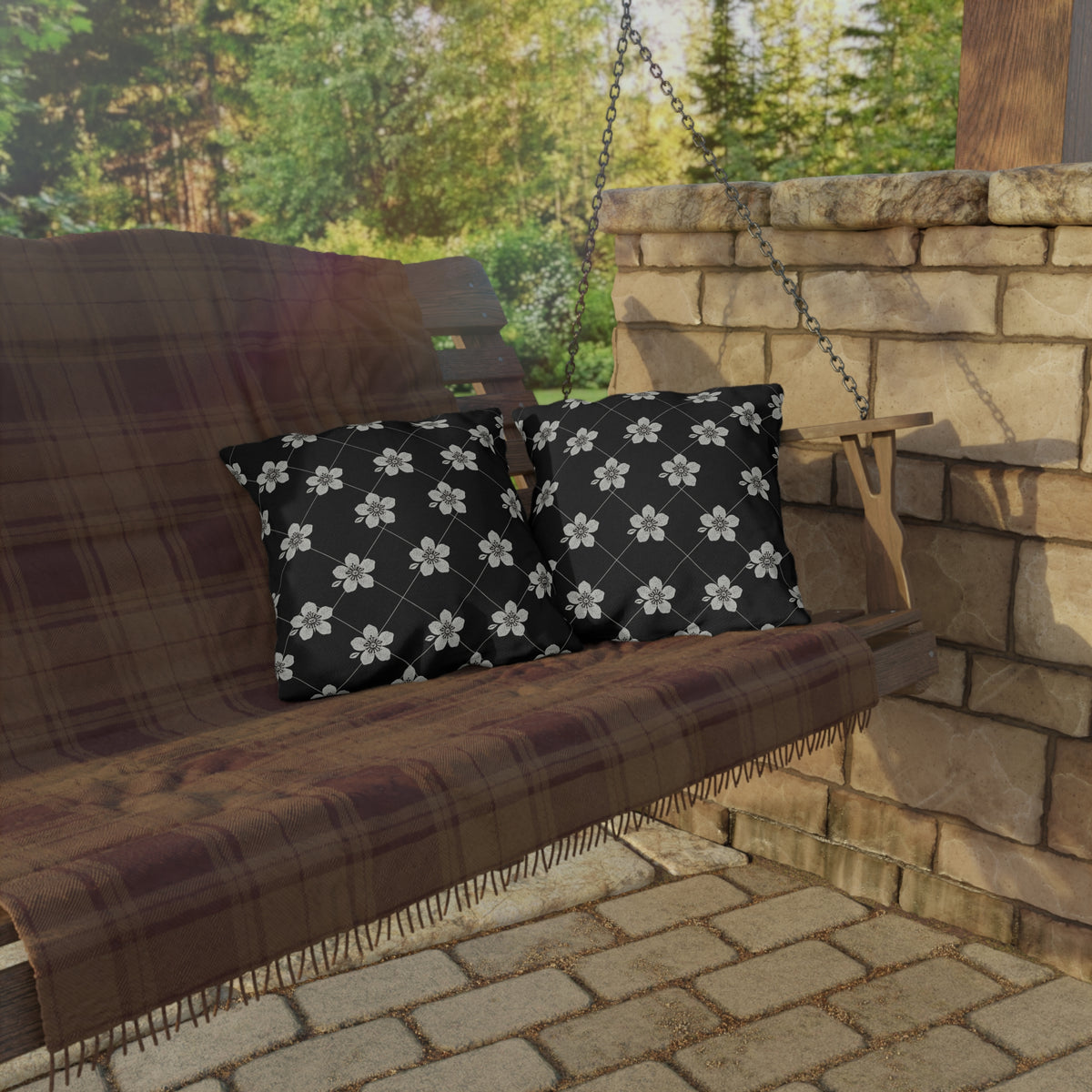 Black & White (Dark) 🖤 Outdoor Pillow
