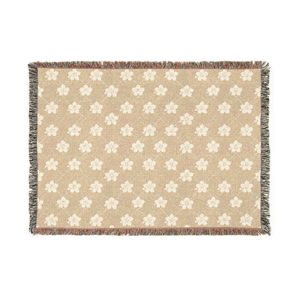 Floral Woven Blanket — Warm Beige 🟤 Throw