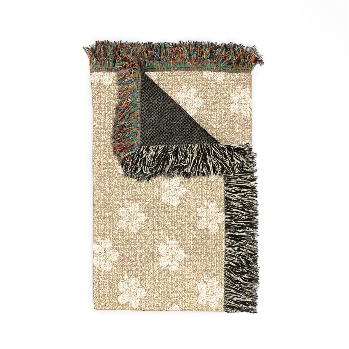 Floral Woven Blanket — Warm Beige 🟤 Throw