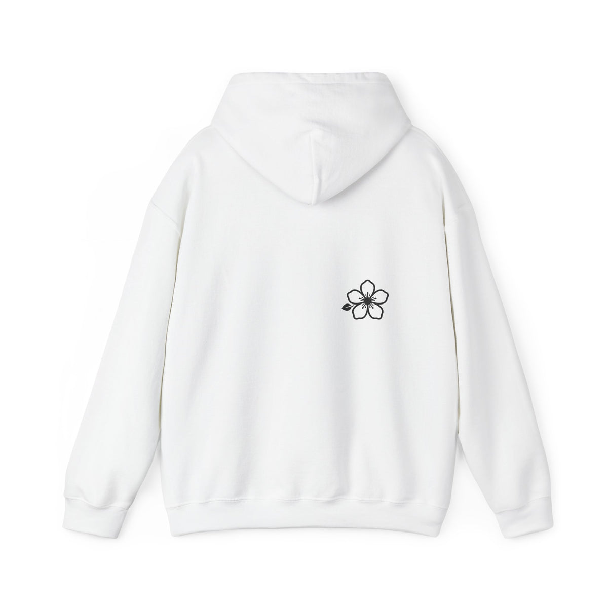 Minimal Floral Logo Hoodie — HIRAYA WEAR Cozy White Pullover