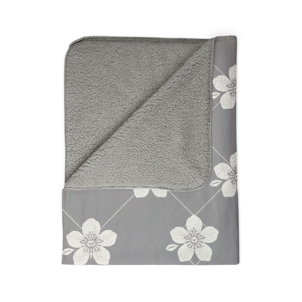 Cool Gray 🩶 Floral Fleece Sherpa Blanket Throw