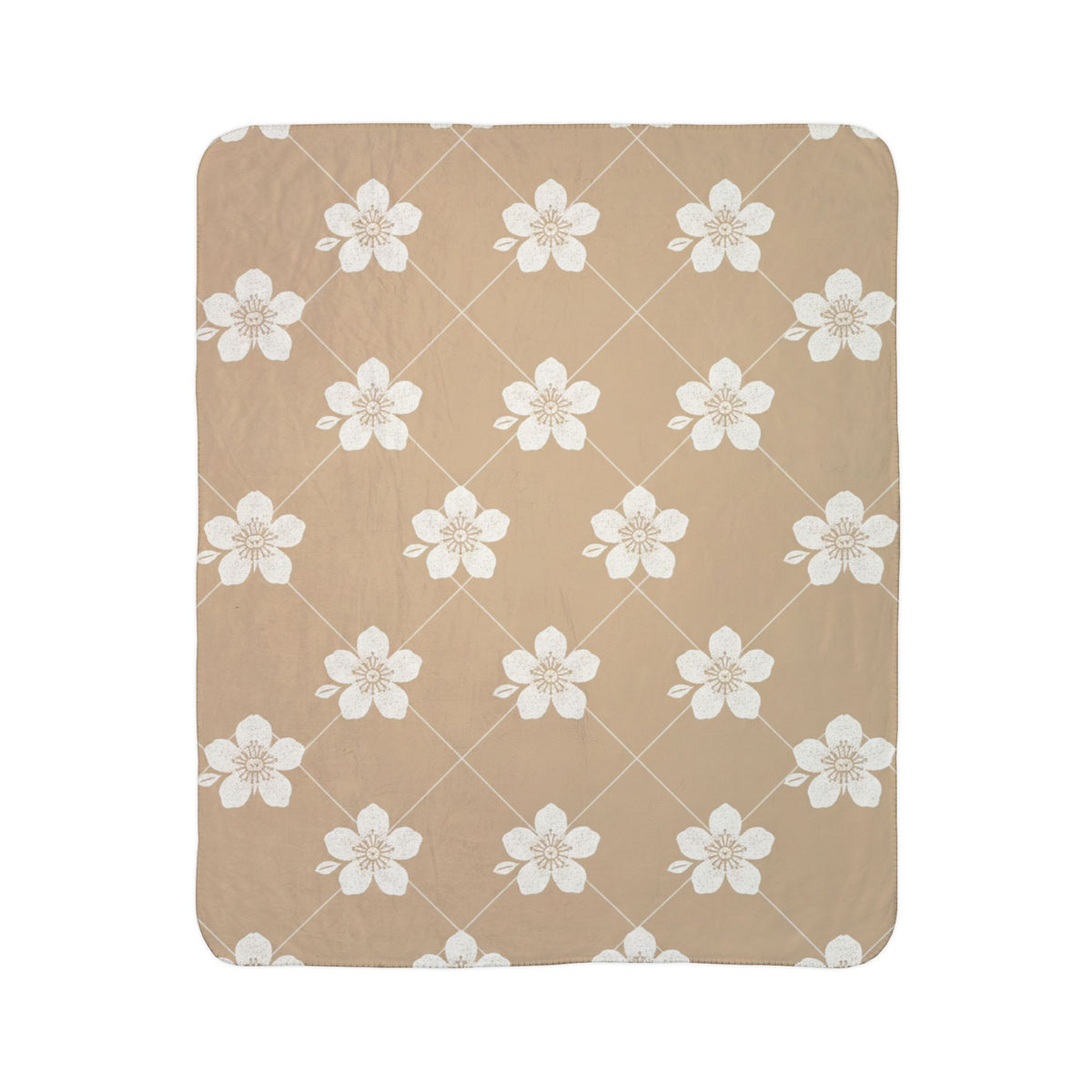Warm Beige 🟤 Floral Fleece Sherpa Blanket Throw