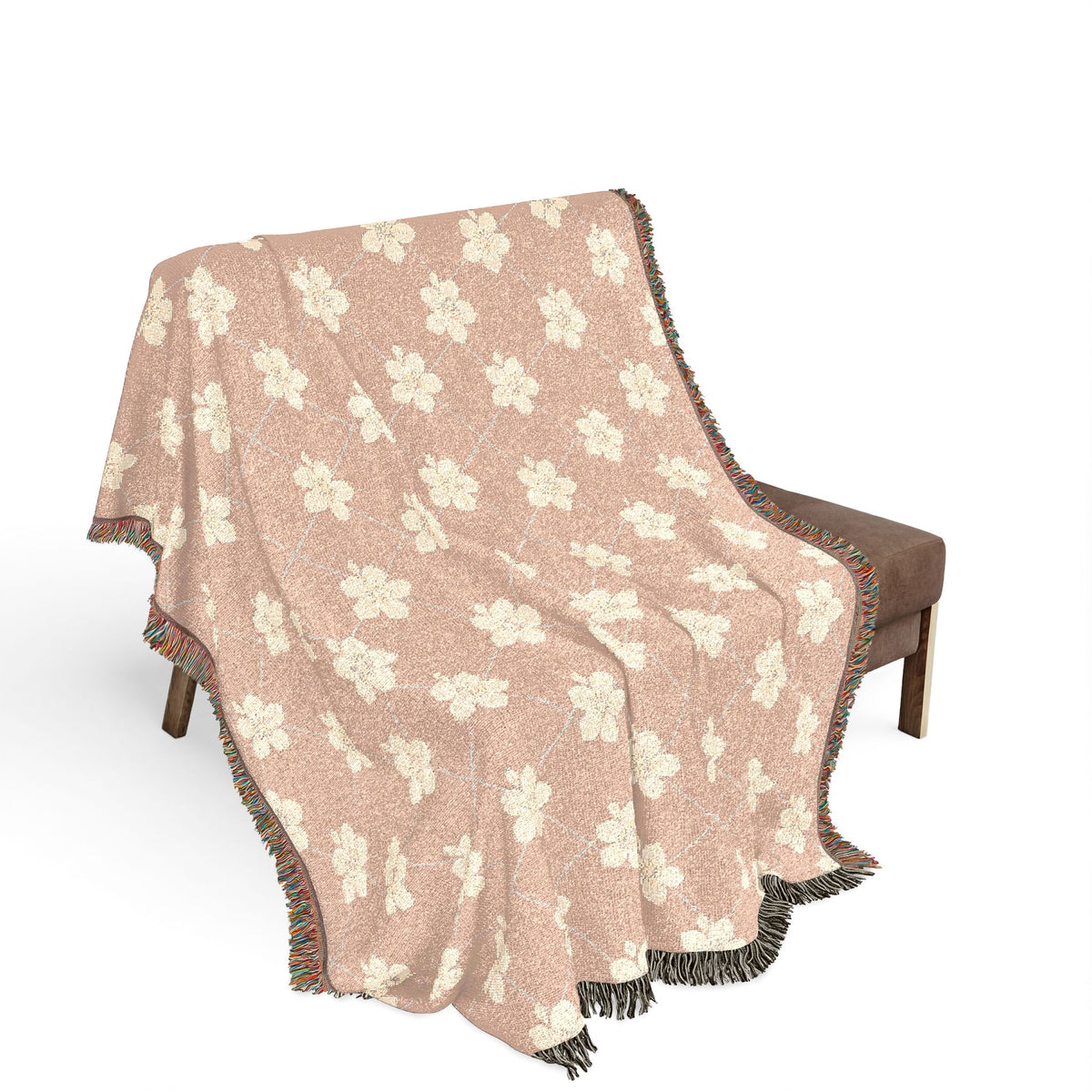 Floral Woven Blanket — Dusty Blush Pink 🌸 Throw