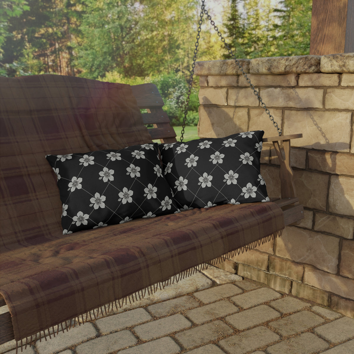 Black & White (Dark) 🖤 Outdoor Pillow