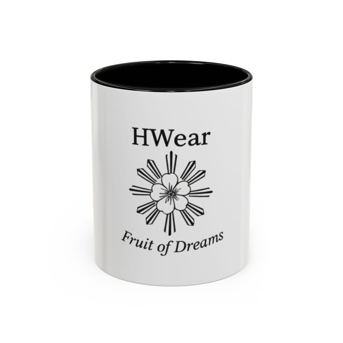 Hiraya Wear “Fruit of Dreams” Accent Coffee Mug — Black Handle & Rim