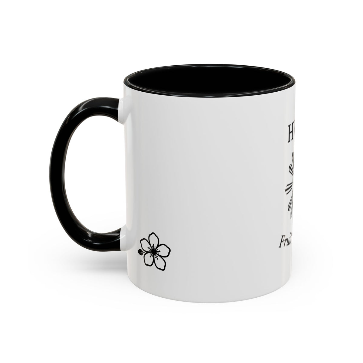 Hiraya Wear “Fruit of Dreams” Accent Coffee Mug — Black Handle & Rim