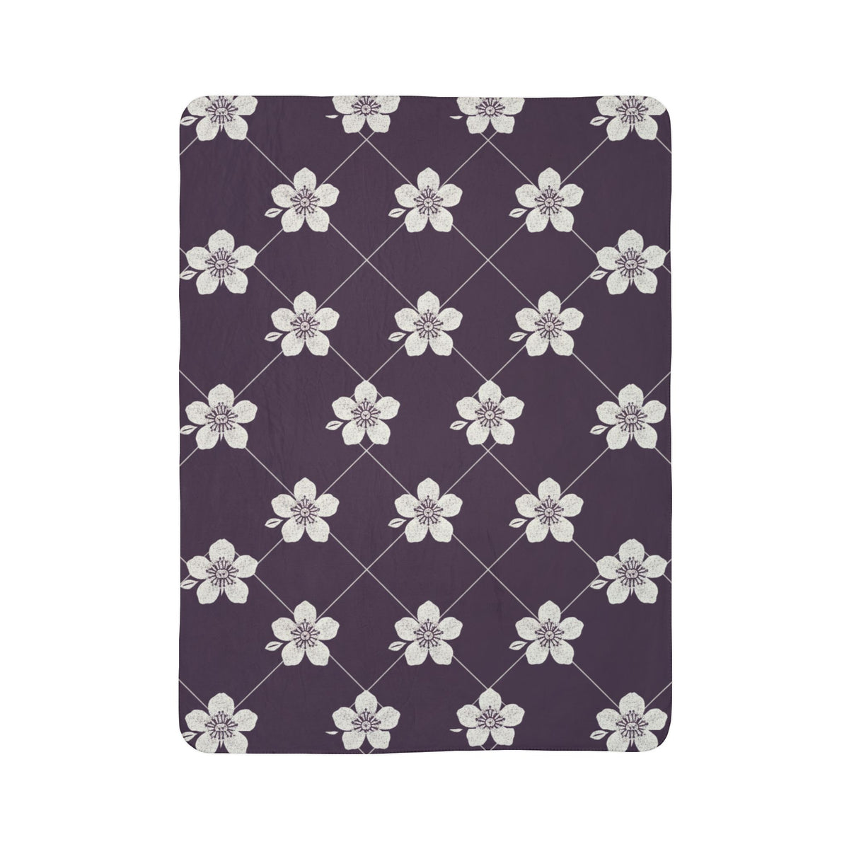Deep Plum 🍇 Floral Fleece Sherpa Blanket Throw