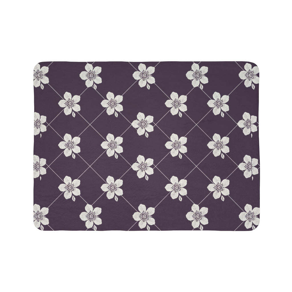 Deep Plum 🍇 Floral Fleece Sherpa Blanket Throw
