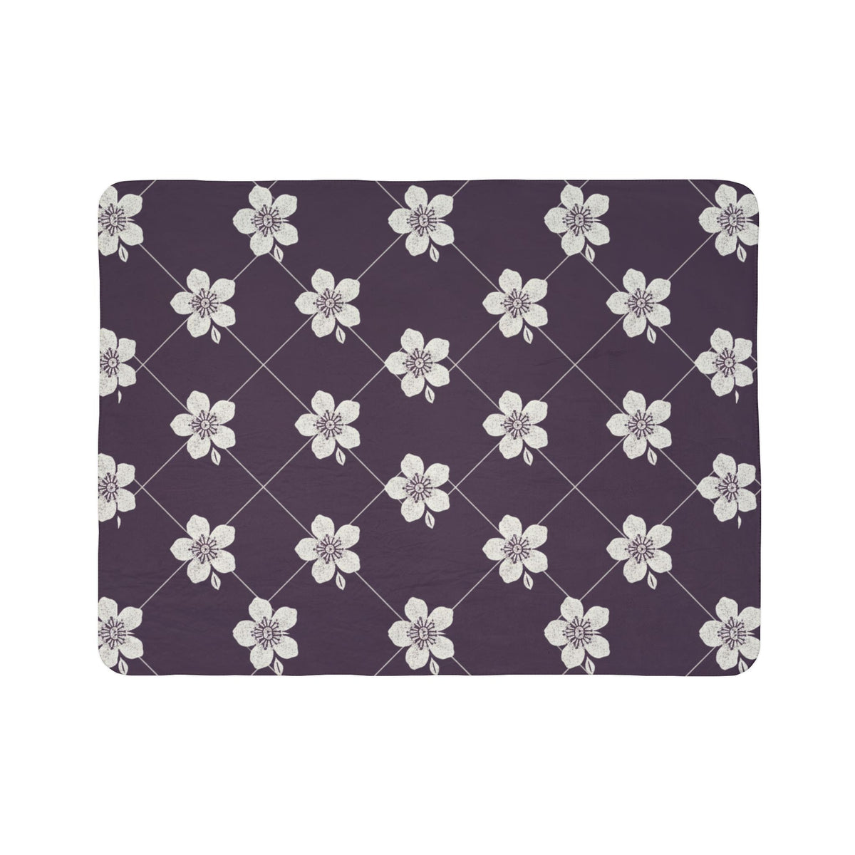 Deep Plum 🍇 Floral Fleece Sherpa Blanket Throw
