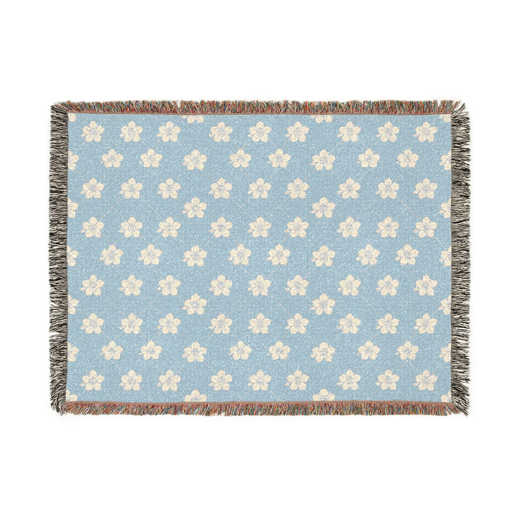 Floral Woven Blanket — Powder Blue☁️ Throw