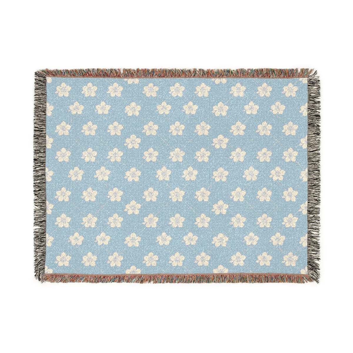 Floral Woven Blanket — Powder Blue☁️ Throw
