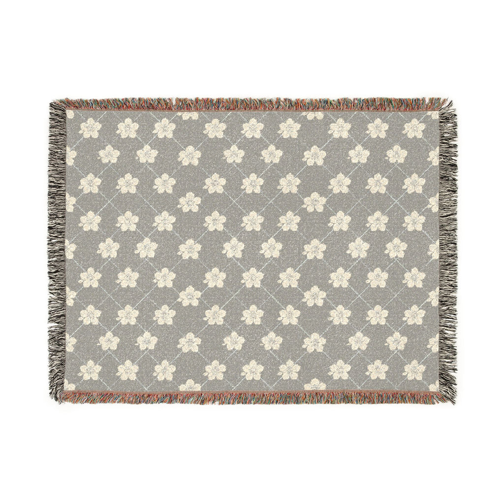 Floral Woven Blanket — Cool Gray 🩶 Throw