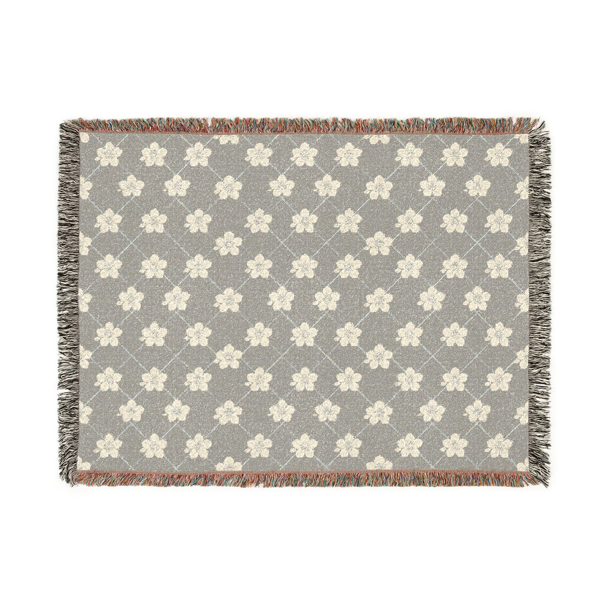 Floral Woven Blanket — Cool Gray 🩶 Throw