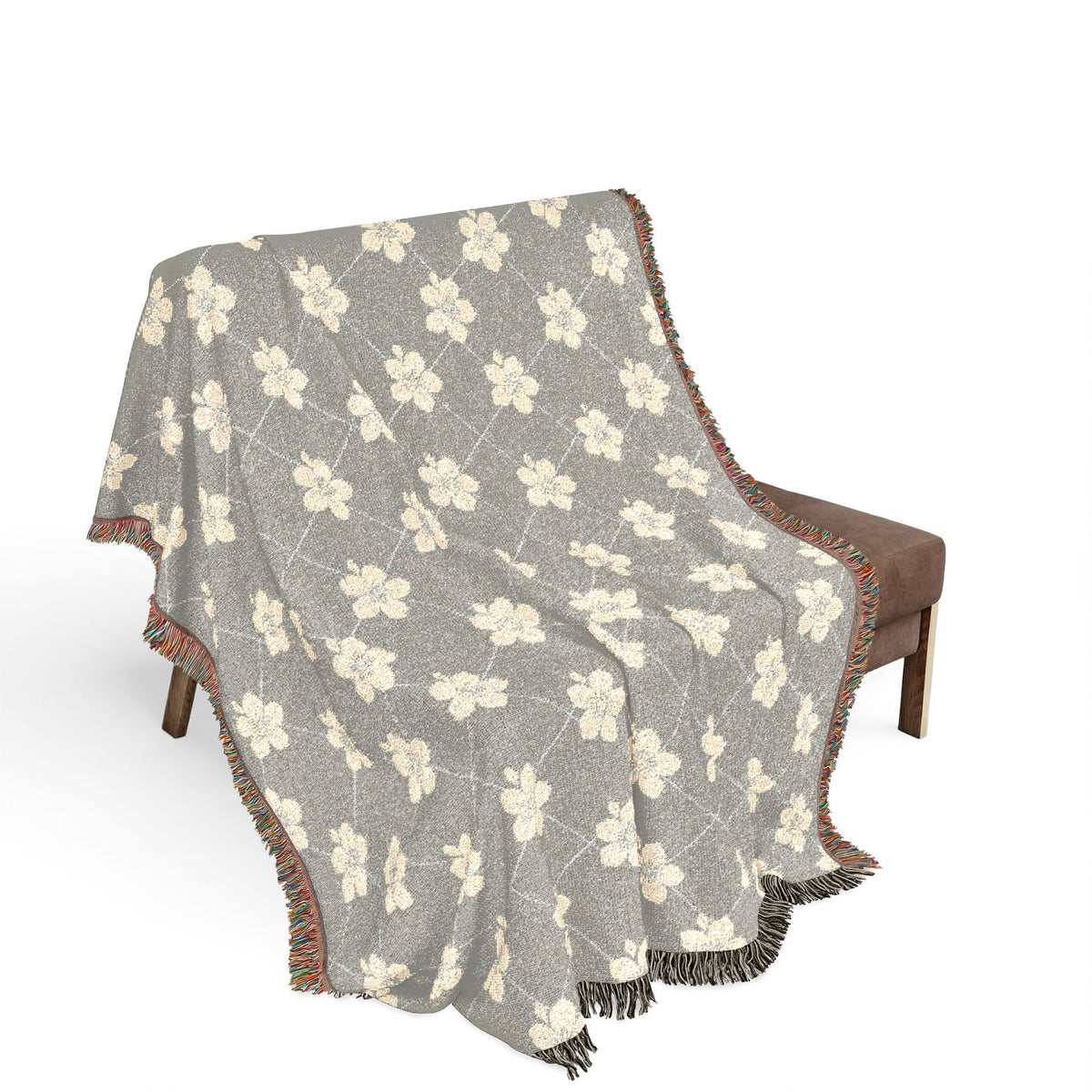 Floral Woven Blanket — Cool Gray 🩶 Throw