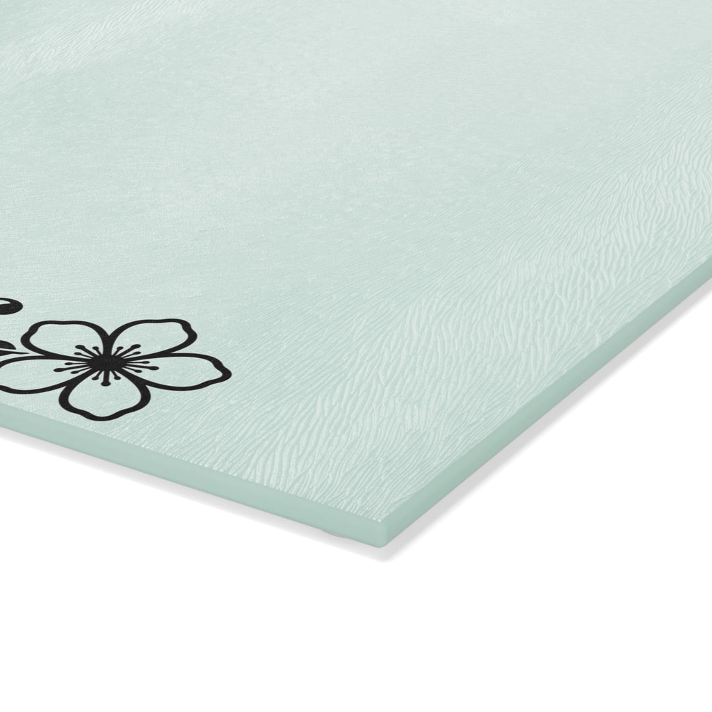 Mint Glass Cutting Board with Floral Logo – Hiraya Wear Decorative Kitchen Board