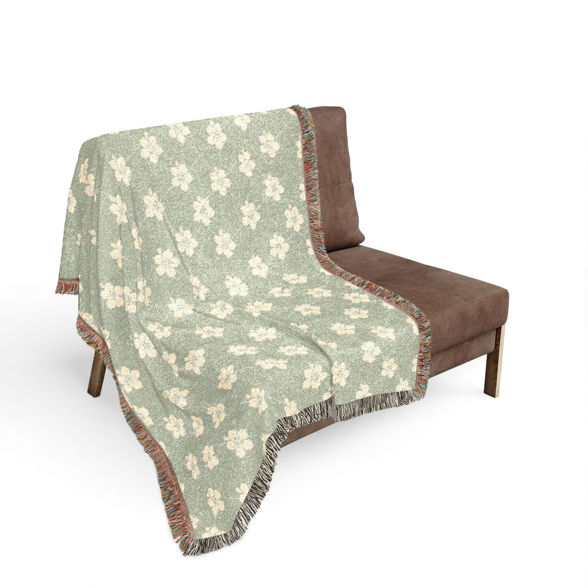 Floral Woven Blanket — Sage Green 🌿 Throw