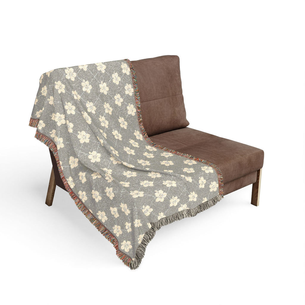 Floral Woven Blanket — Cool Gray 🩶 Throw