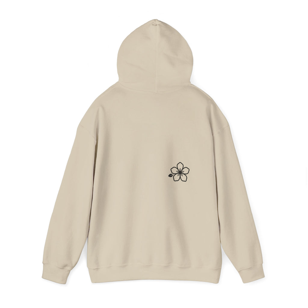 Minimal Floral Logo Hoodie — HIRAYA WEAR Cozy White Pullover