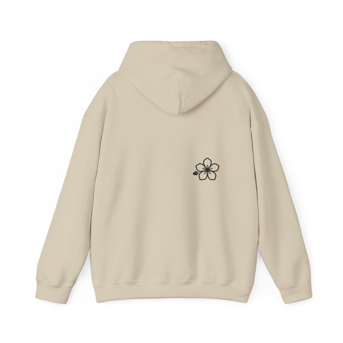 Minimal Floral Logo Hoodie — HIRAYA WEAR Cozy White Pullover