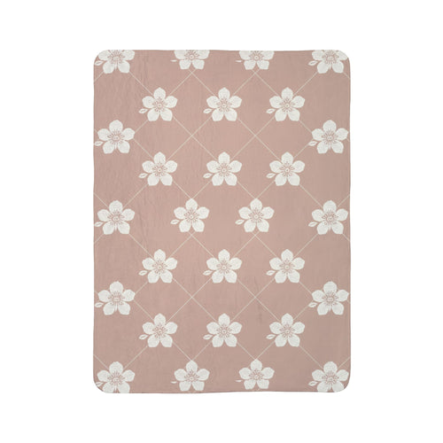 Dusty Blush Pink 🌸 Floral Fleece Sherpa Blanket Throw