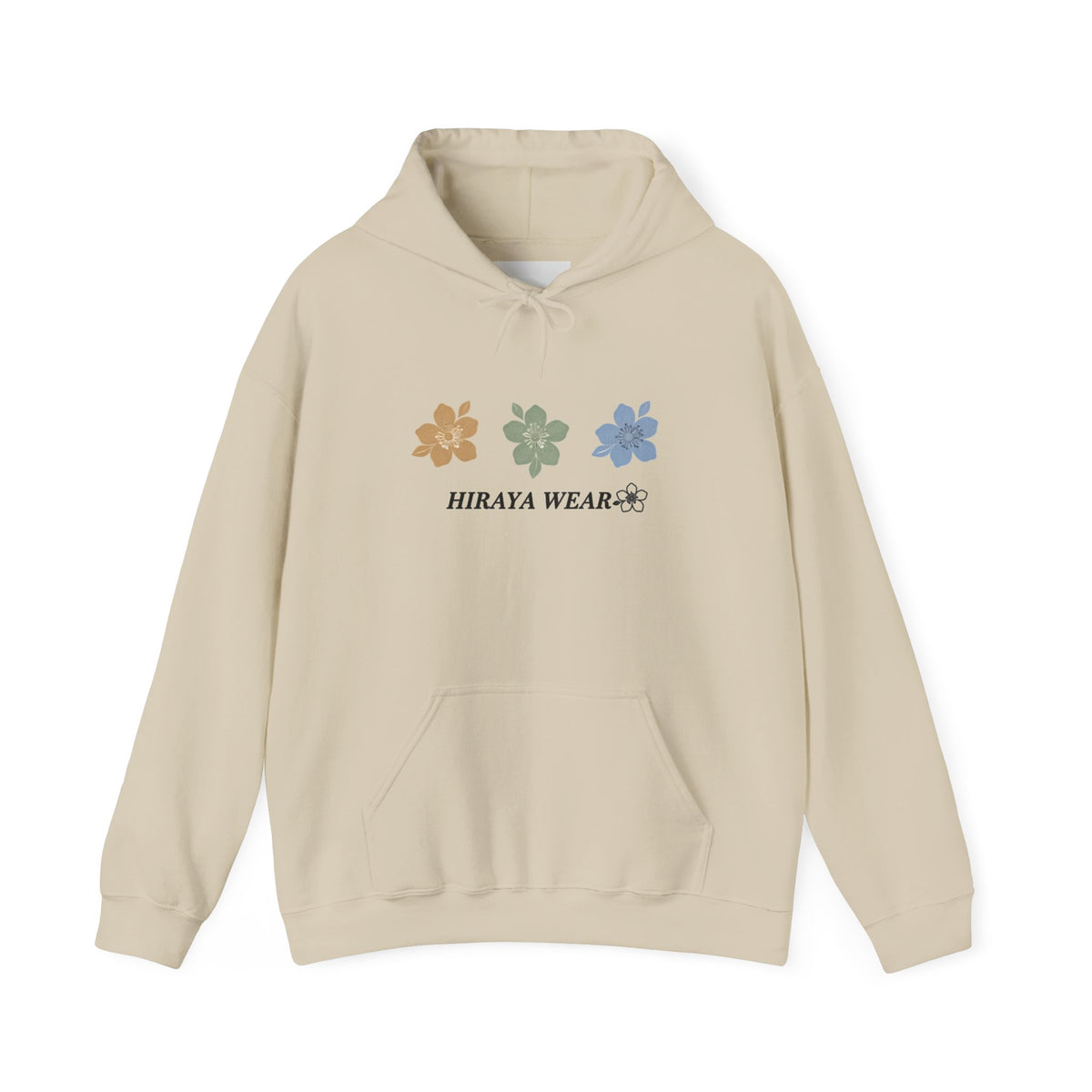 Minimal Floral Logo Hoodie — HIRAYA WEAR Cozy White Pullover