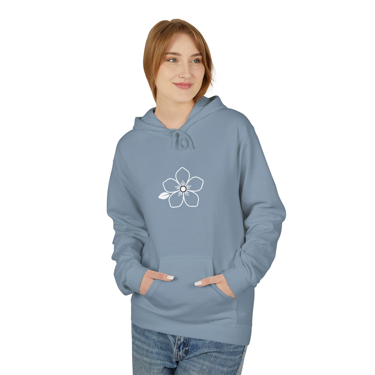 Minimal Hiraya Wear Logo Floral Hoodie – Monochrome Line Art Pullover