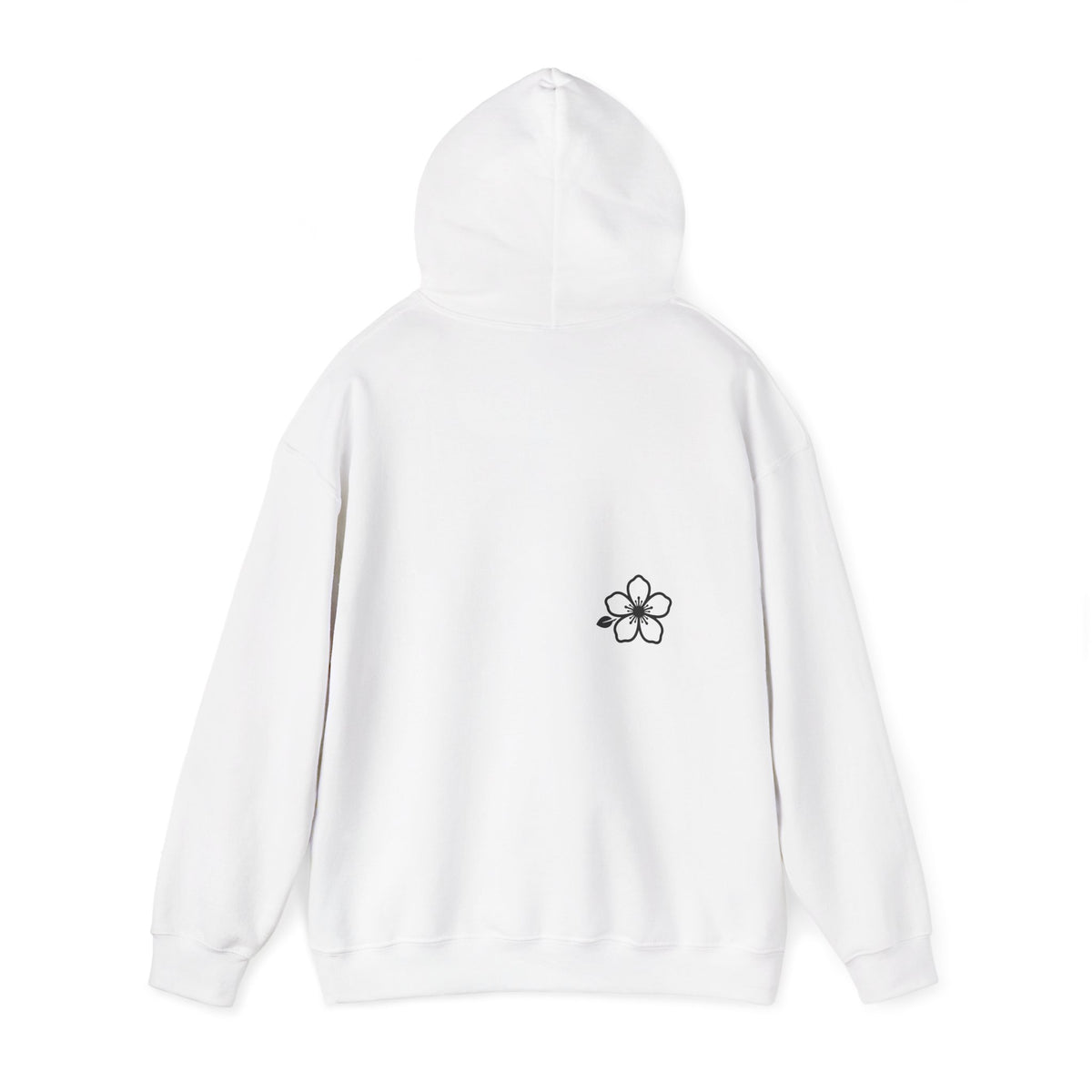 Minimal Floral Logo Hoodie — HIRAYA WEAR Cozy White Pullover