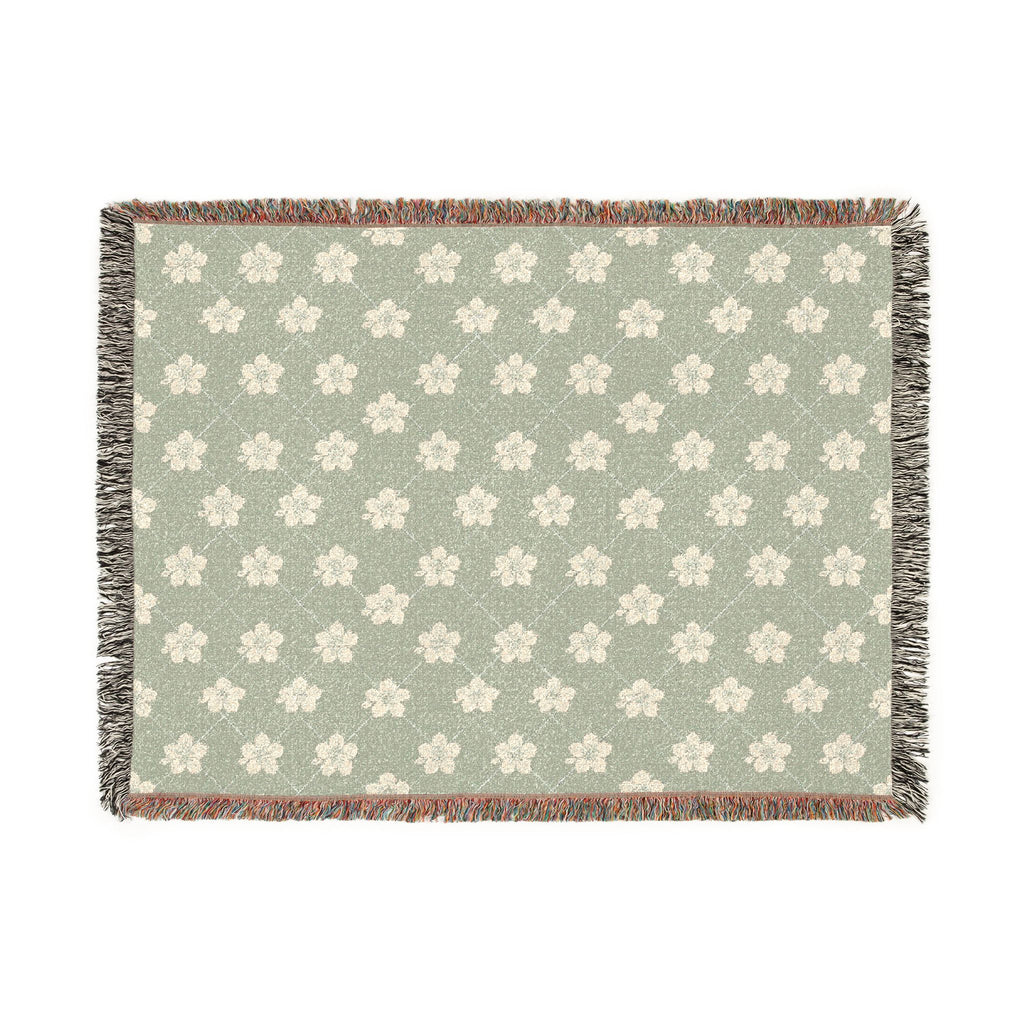 Floral Woven Blanket — Sage Green 🌿 Throw