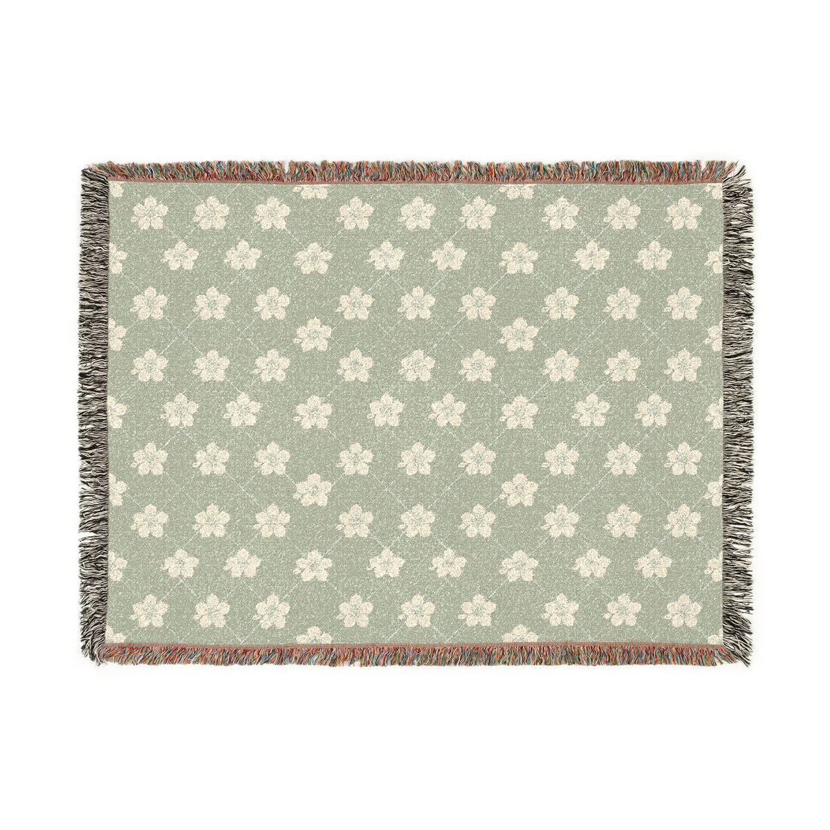 Floral Woven Blanket — Sage Green 🌿 Throw