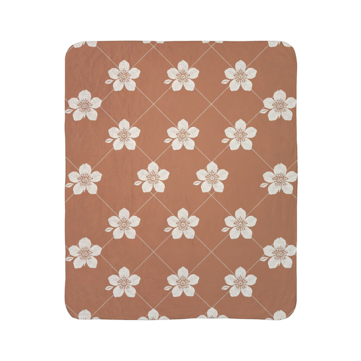 Terracotta Clay 🏺 Floral Fleece Sherpa Blanket Throw
