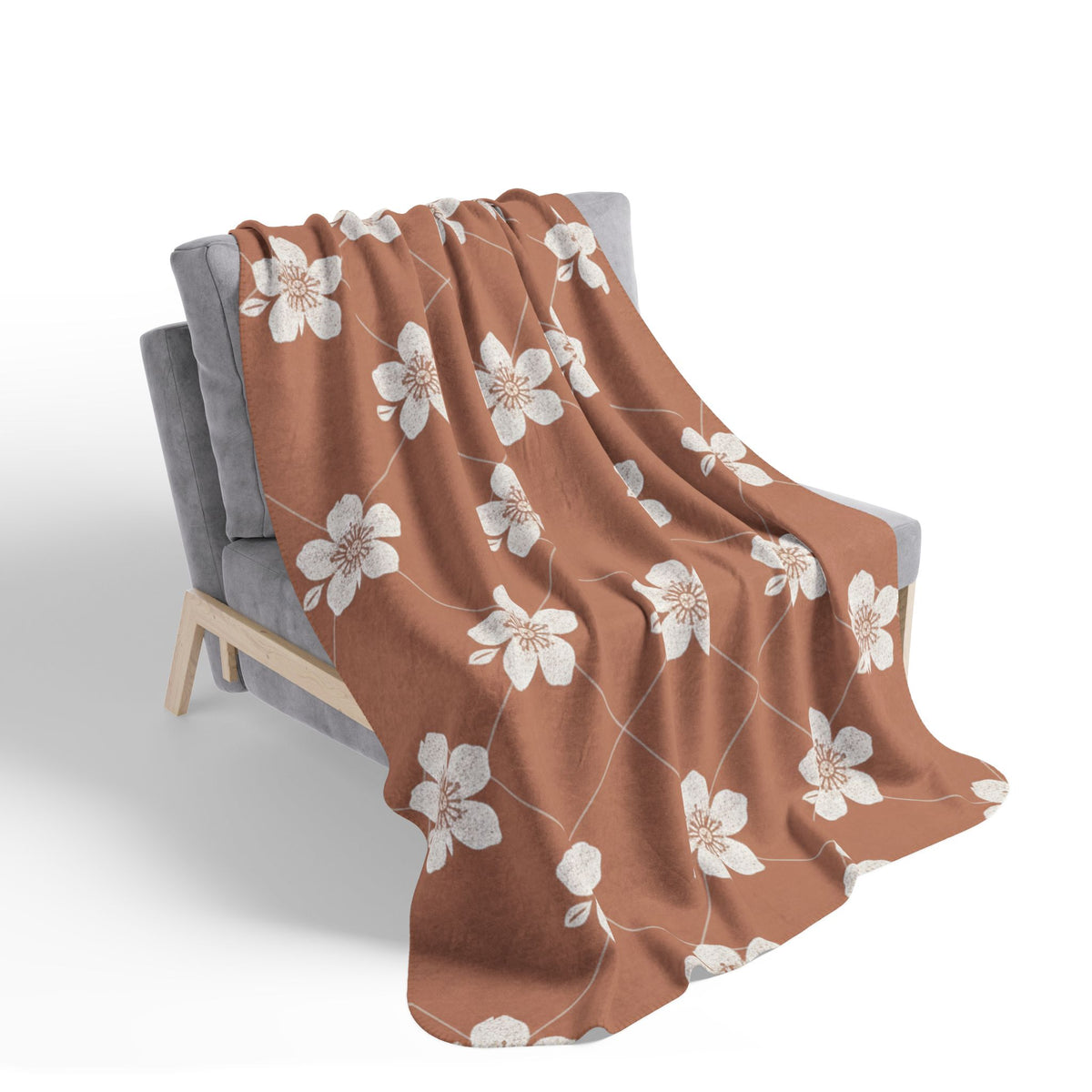 Terracotta Clay 🏺 Floral Fleece Sherpa Blanket Throw