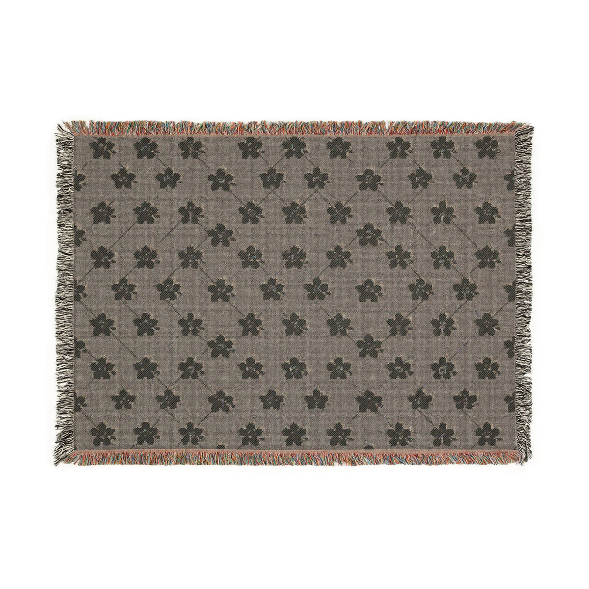 Floral Woven Blanket — Cool Gray 🩶 Throw
