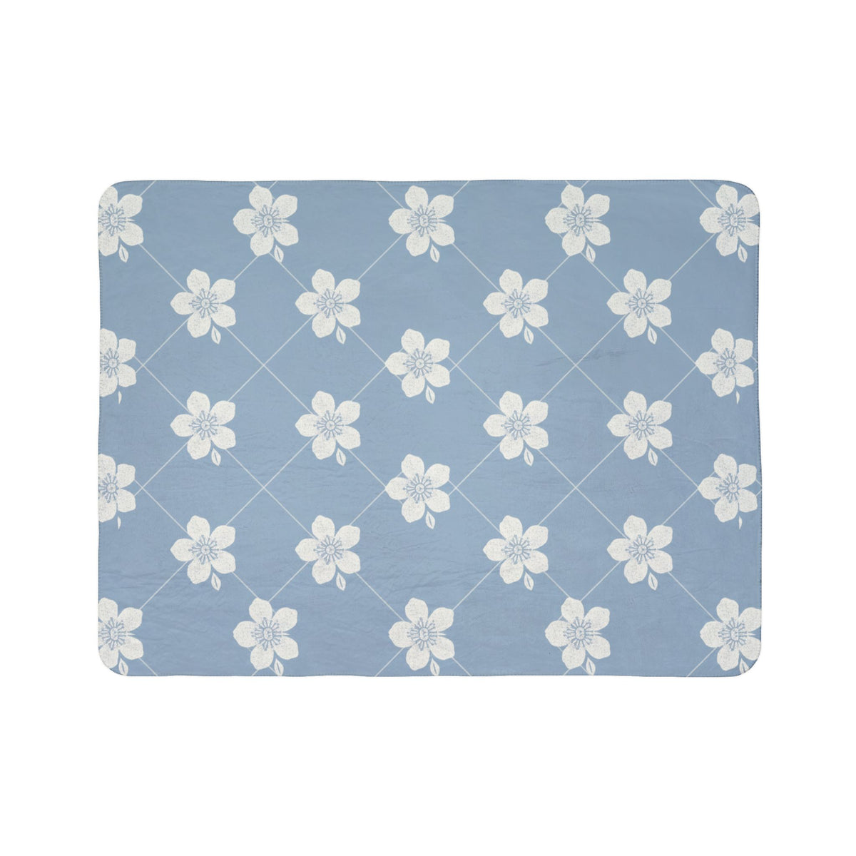 Powder Blue☁️ Floral Fleece Sherpa Blanket Throw