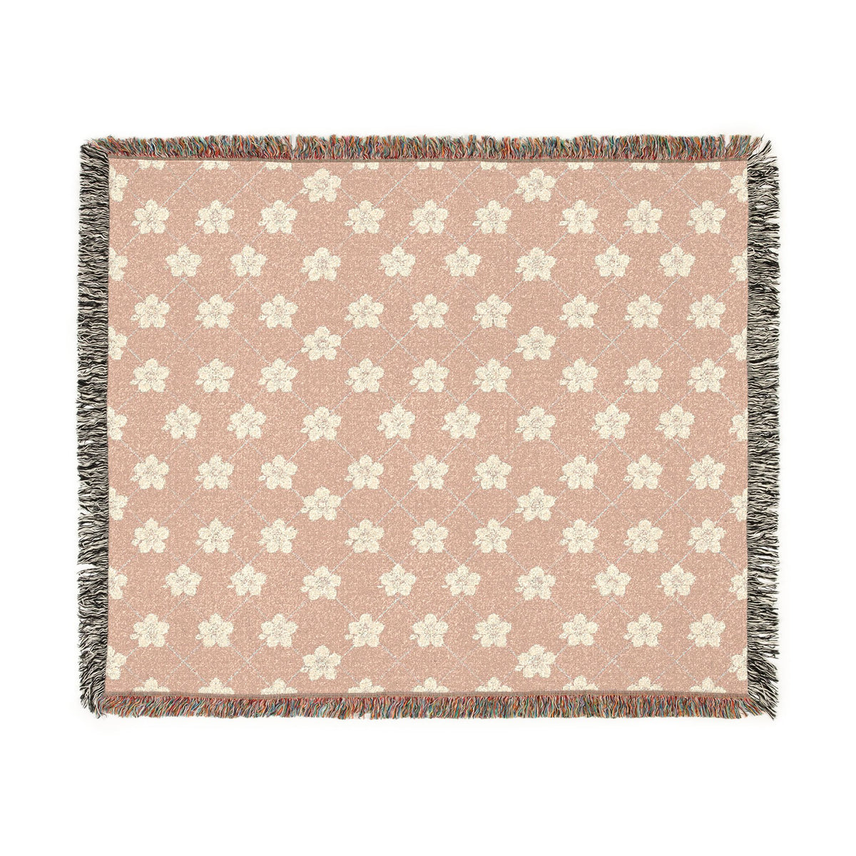 Floral Woven Blanket — Dusty Blush Pink 🌸 Throw