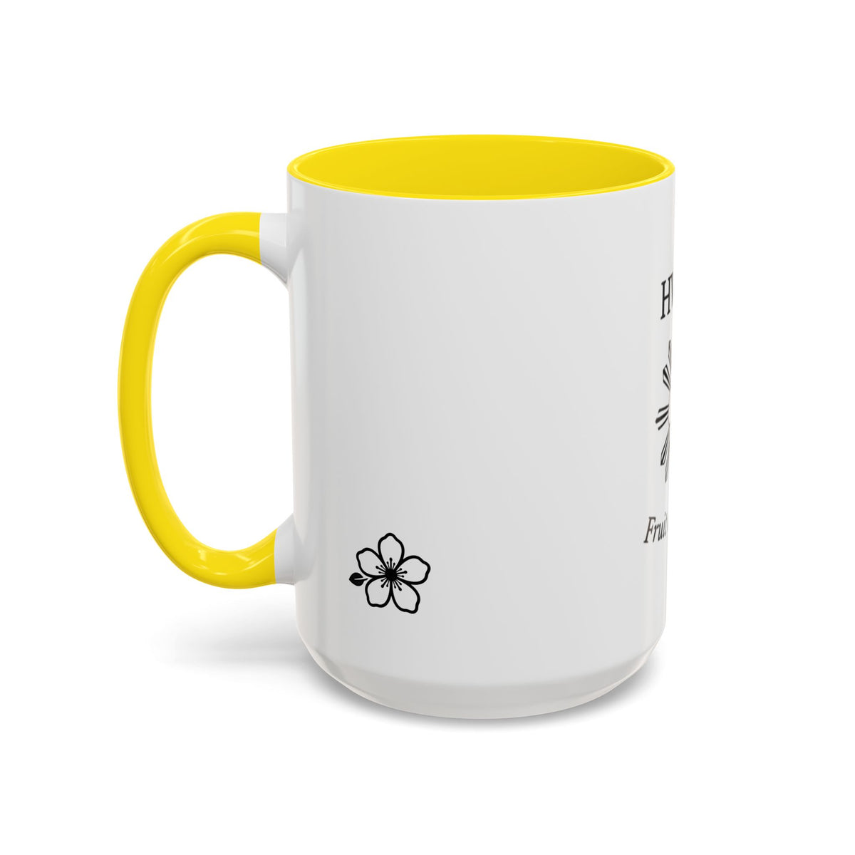 Hiraya Wear “Fruit of Dreams” Accent Coffee Mug — Black Handle & Rim