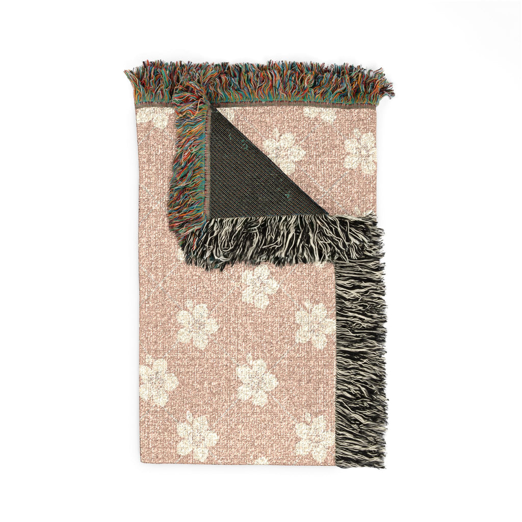 Floral Woven Blanket — Dusty Blush Pink 🌸 Throw
