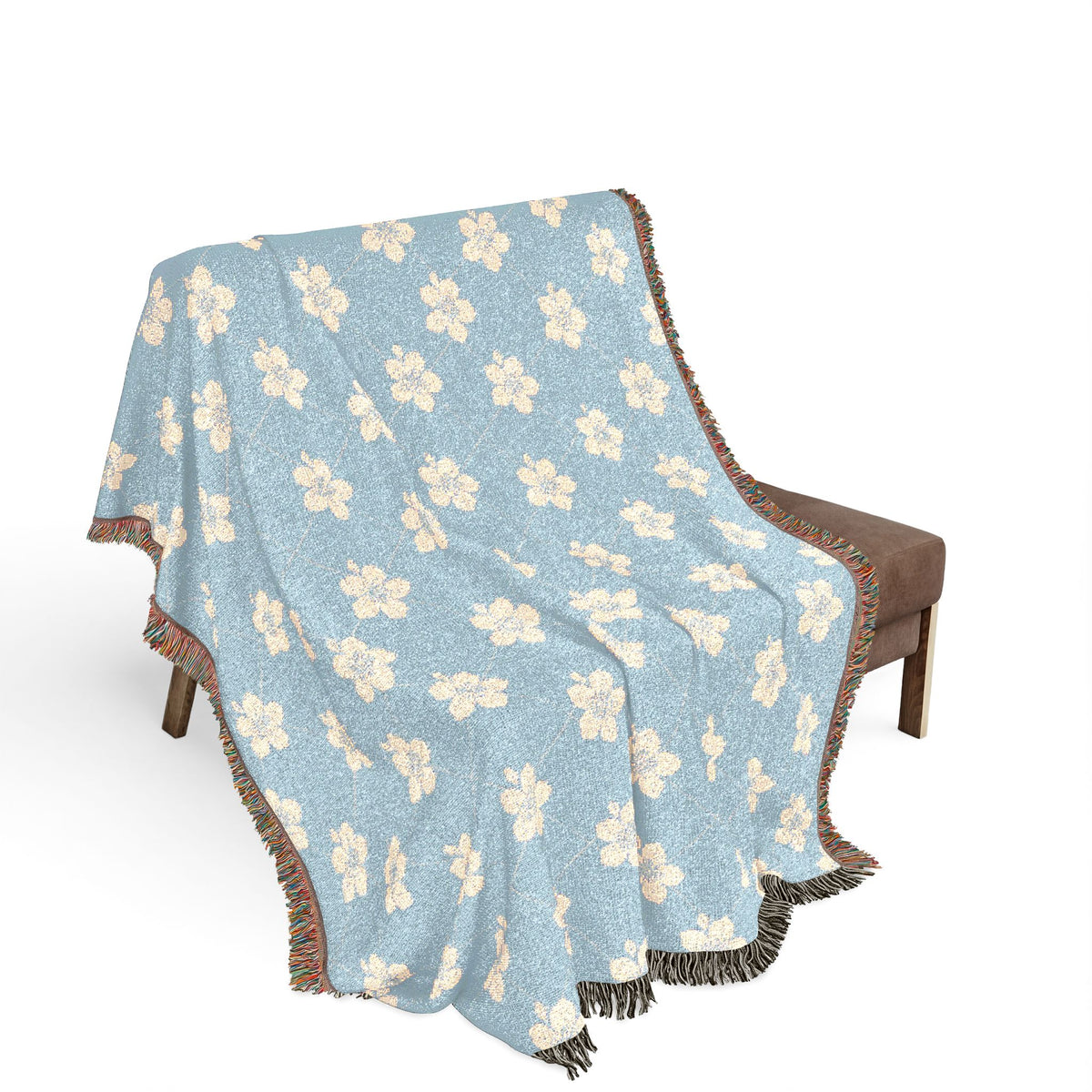 Floral Woven Blanket — Powder Blue☁️ Throw