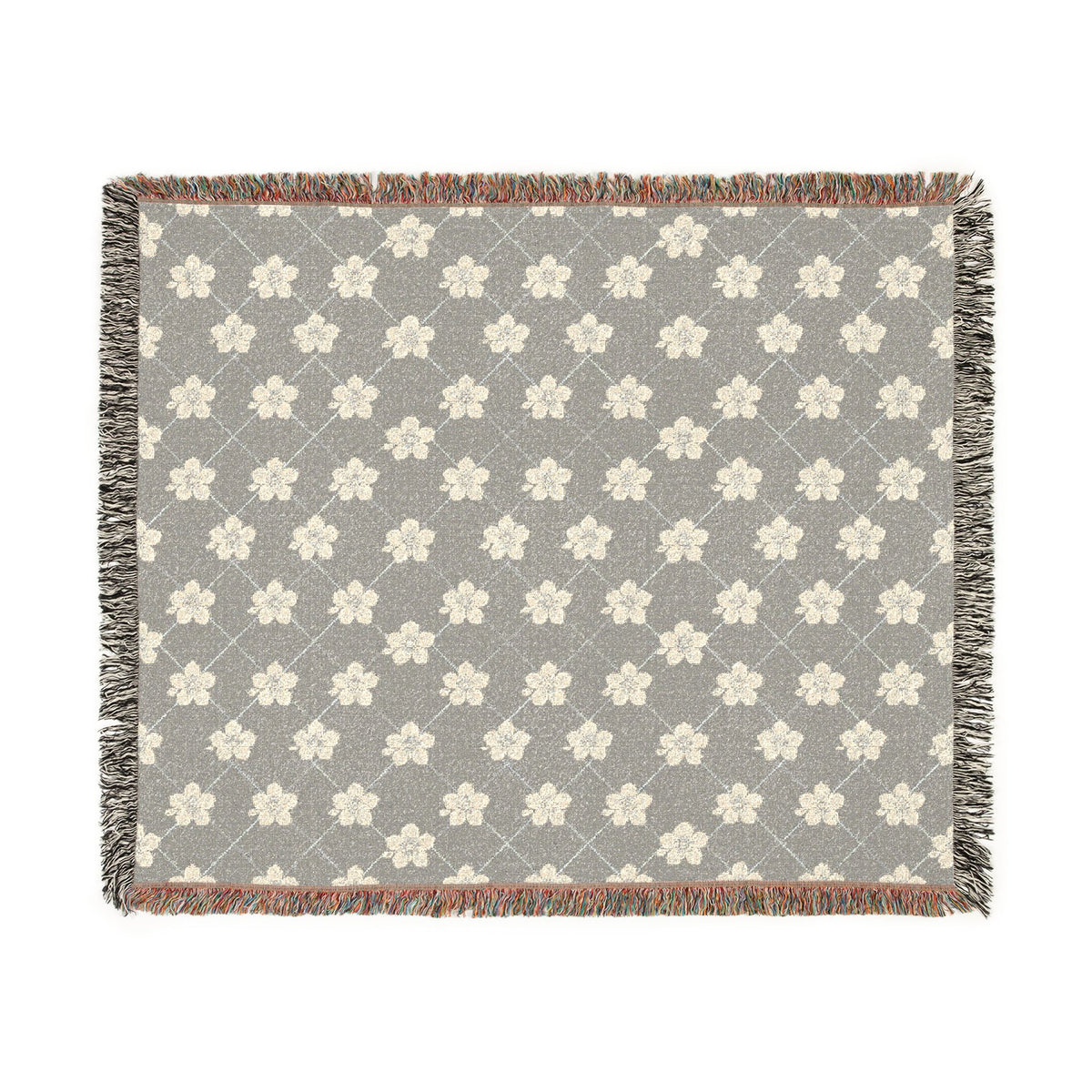 Floral Woven Blanket — Cool Gray 🩶 Throw