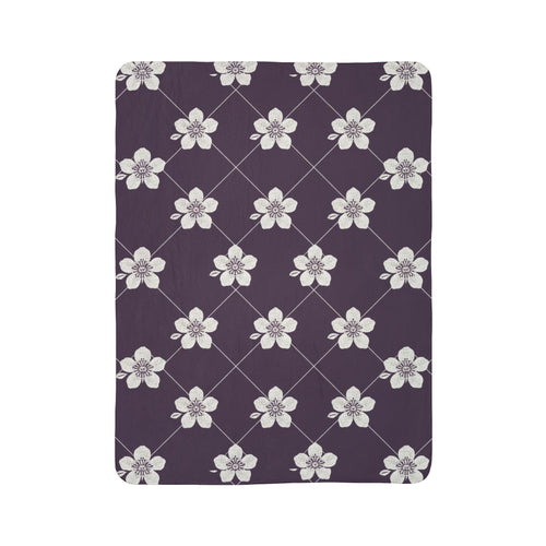 Deep Plum 🍇 Floral Fleece Sherpa Blanket Throw