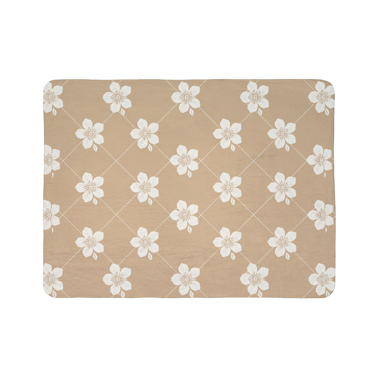 Warm Beige 🟤 Floral Fleece Sherpa Blanket Throw