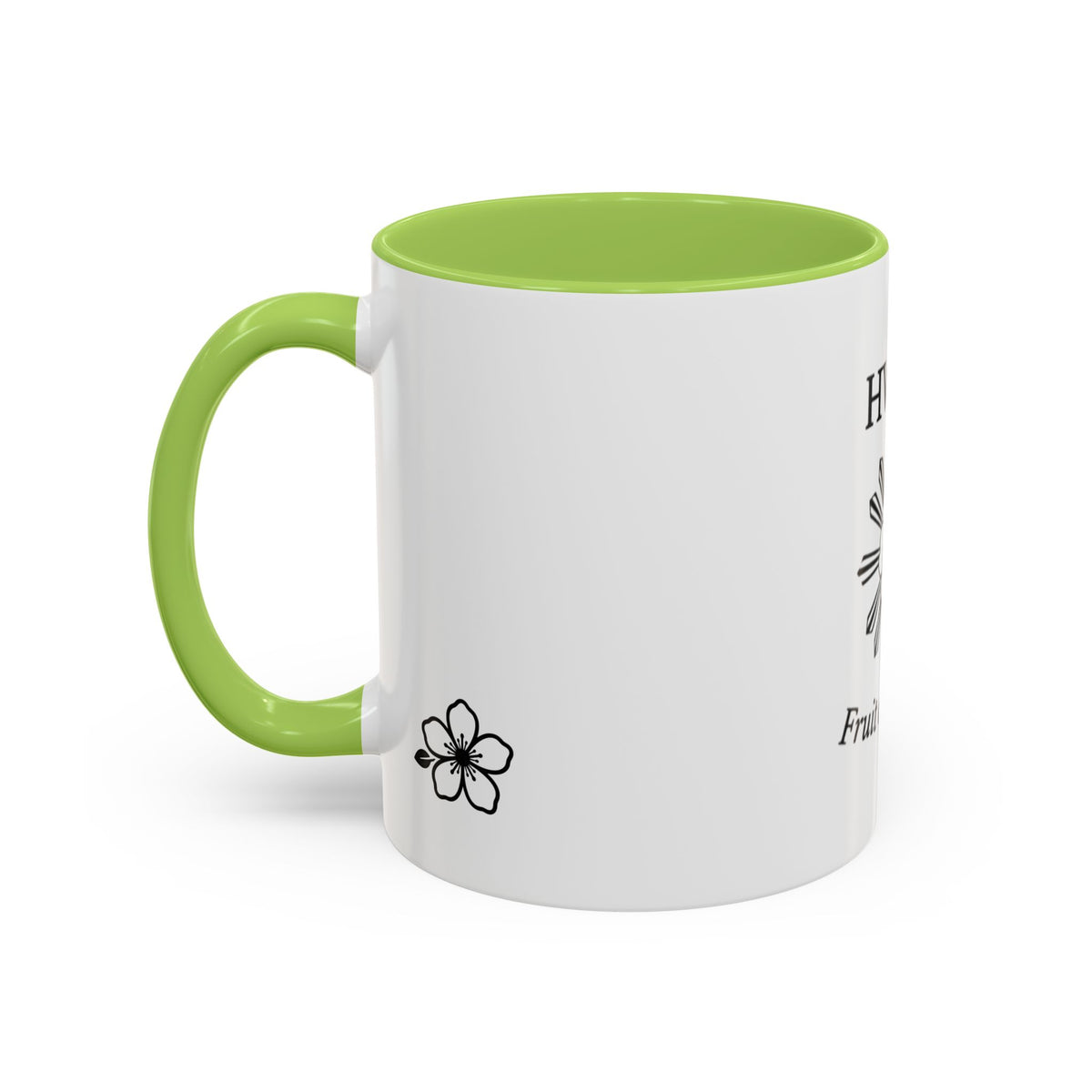 Hiraya Wear “Fruit of Dreams” Accent Coffee Mug — Black Handle & Rim