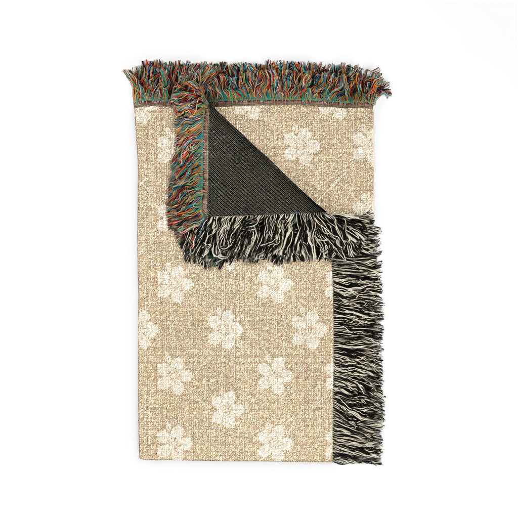 Floral Woven Blanket — Warm Beige 🟤 Throw